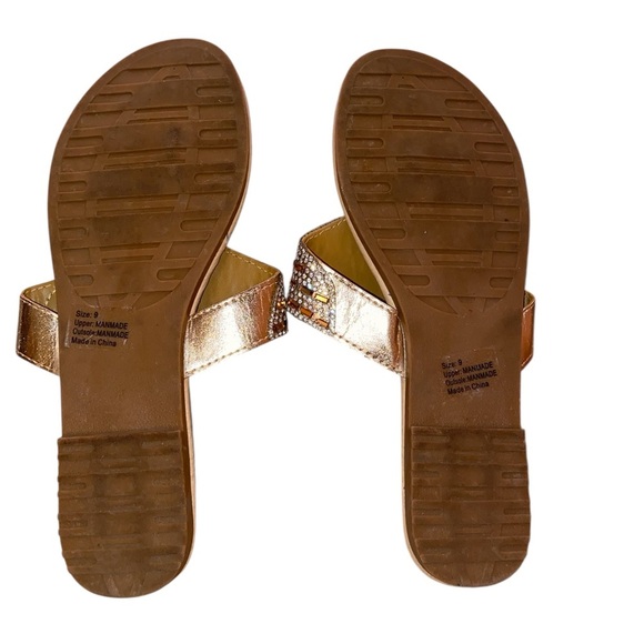 Olivia Miller “Happily Ever After”Rhinestone Sandals Silver/Gold Metallic SZ 9 - Picture 3 of 4